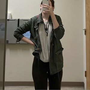 Dark Army Green Womens Utility Jacket (Flannel Lined)